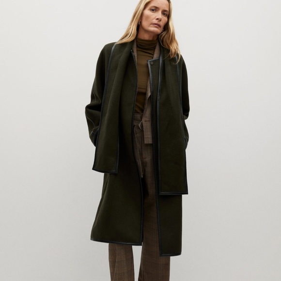 MANGO Green Coat w/ Matching Scarf Size S - Picture 4 of 6